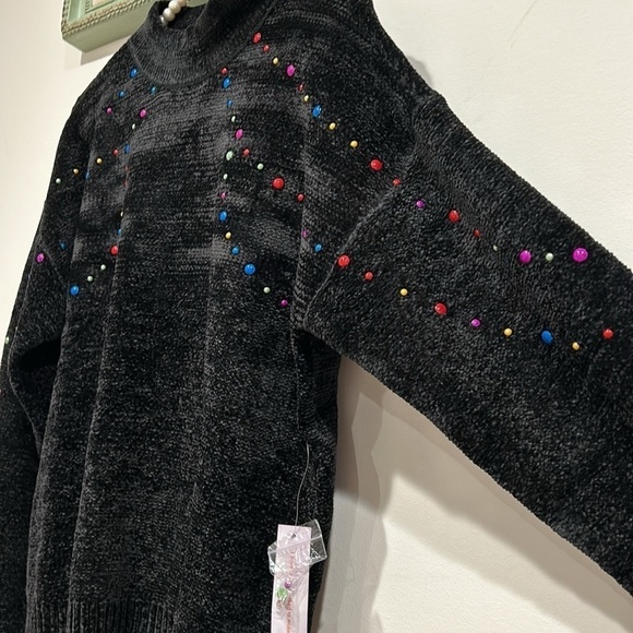 New ModCloth chenille black multicolored candy, confetti sweater women’s small - Picture 4 of 10